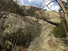 seconding a 5.6 near the middle of the slabs with some nice undercling moves