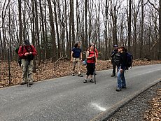 checking the GPS at the road crossing