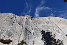 climber on The Great Circle at DAFF Dome