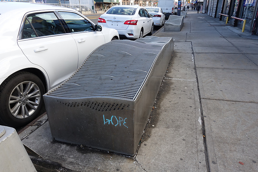 combined subway vent / bench / anti-sleeping bars