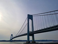 Verrazzano-Narrows Bridge, a $17 toll for westbound travel when this photo was taken. The toll is now $19.