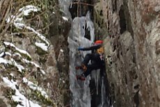 climbing the steep part that you can chimney