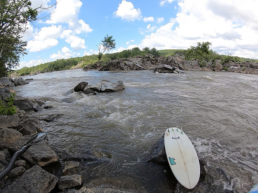 gentleman was surfing earlier but the VA chute washed out with the rising water