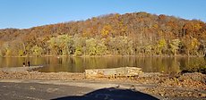 Delaware river just upstream of where the Tohickon flows in