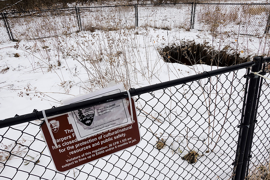 two large sinkholes the size of a small sinkhole