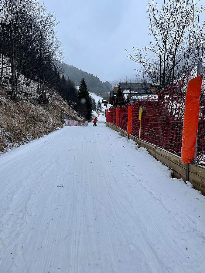 path to the lifts from the condo